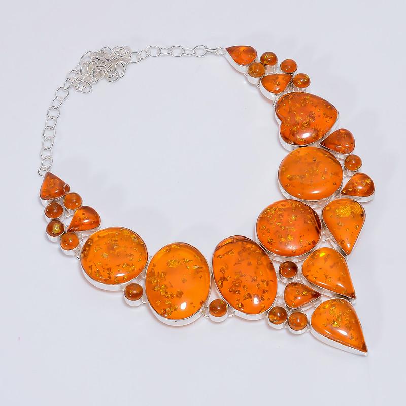 

Splendid Top Grade Qualite 100% Natural Baltic Amber Mix Shape Shape Ethnic Style Handmade Jewelry 925 Steling Silver Necklace 19 WSJ-5125 срібний