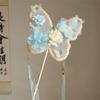 Long Handled Chinese Style Fan Handmade Dance Fan Ancient Flower Fan  Artistic Performance