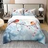 Red Bird Quilt Cover Three-Piece Animal Count Printing Kit Duvet Cover Bedroom Home Decoration