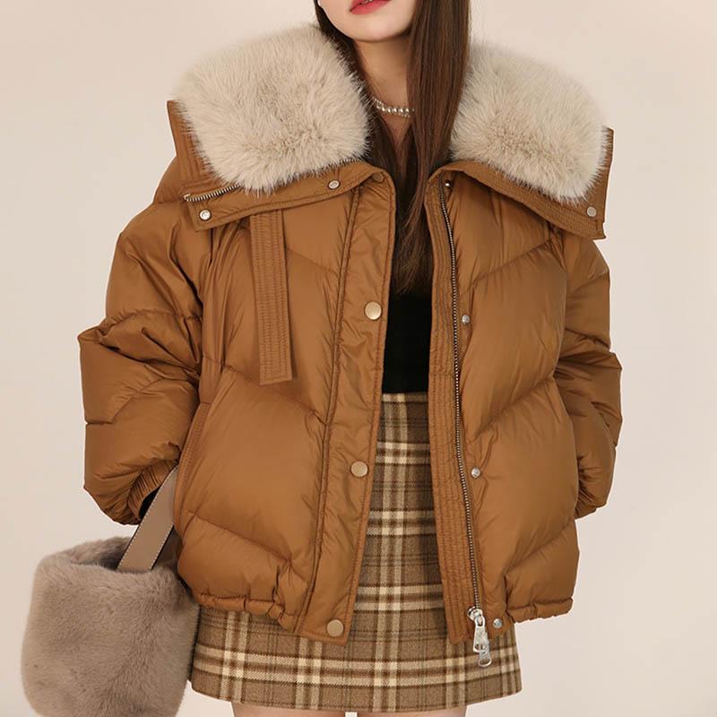 Coat for Women Thickened Plush Winter Windbreaker Oversize Waterproof Casual Zipper Down Jacket