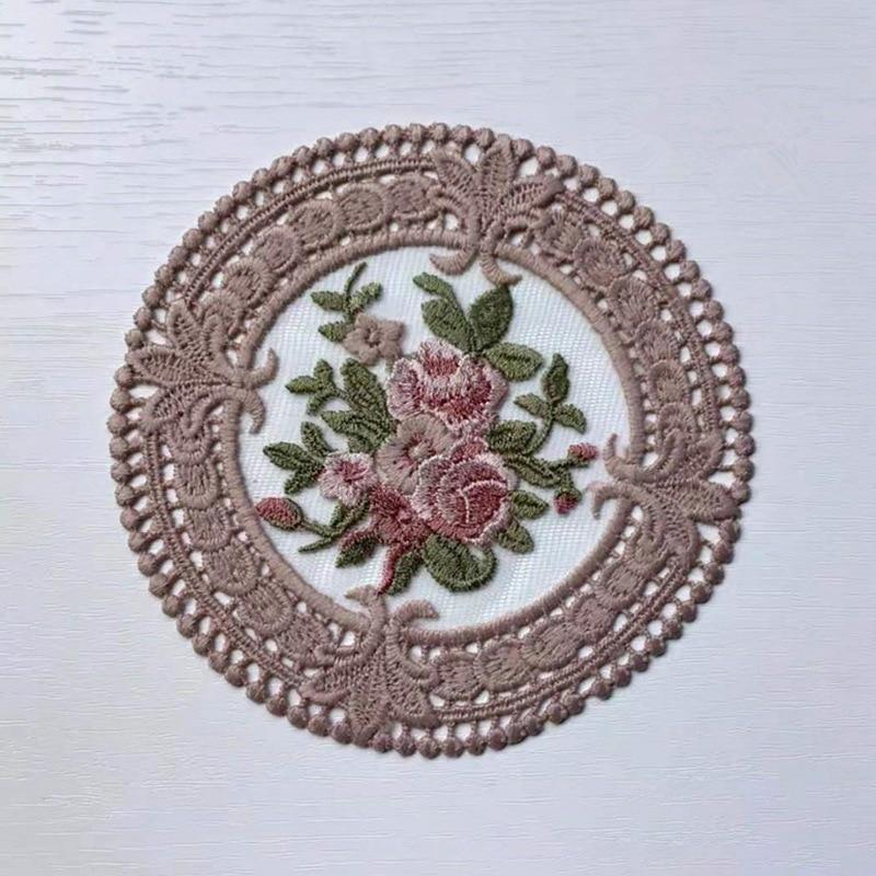 

Французское кружево чашка подушка вышитая круглая реквизит для съемки настольное украшение полая вязка чайный сервиз аксессуары изоляционные коврики песок