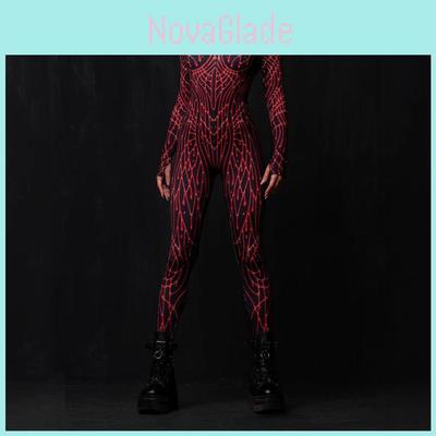 Halloween Cosplay Jumpsuit With 3d Colorful Print For Woman Role Playing
