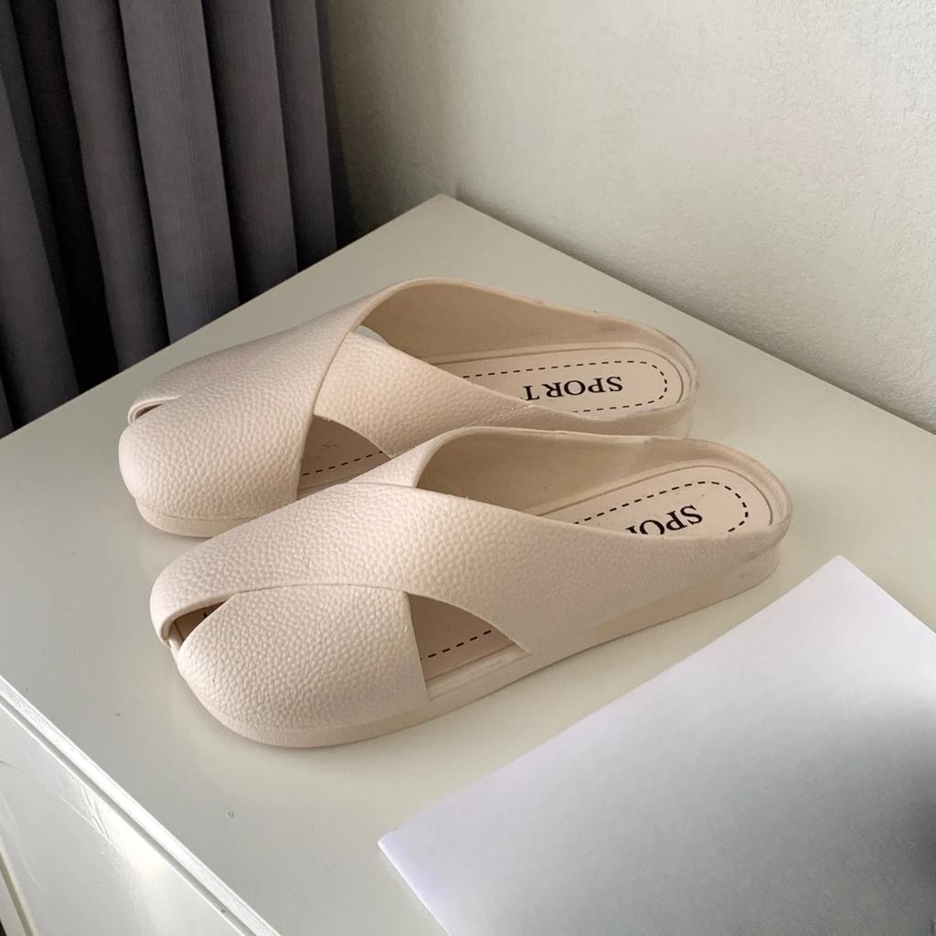 2025 Women's Summer New PVC Flat Sandals Solid Color Slippers