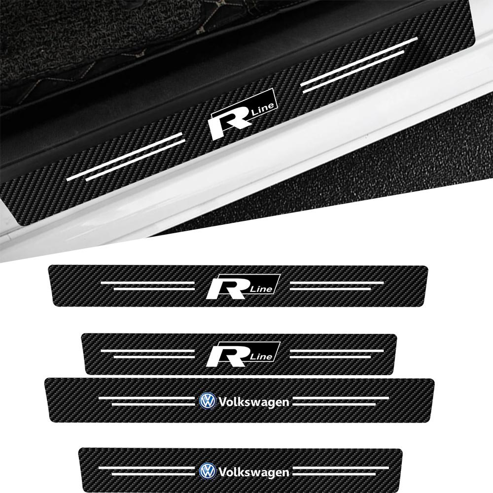 Car Styling Threshold Strip Stickers Auto Anti-Scratch Door Sill Decal Accessories For Volkswagen VW GOLF Tiguan Polo Motion MK4 zk9