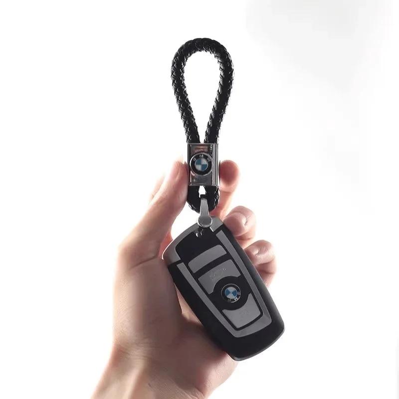 BABA1 Hot 2025 PU Leather Braided Woven Rope Keychain Key Car Trinket Keyring For BMW E36 E46 E53 E90 E60 E61 E93 E87 X1 X3 X5 X6 F30