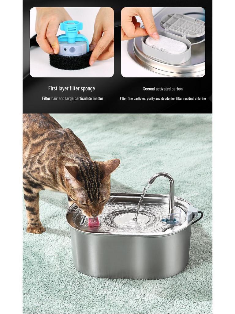3.2L Stainless Steel Automatic Pet Water Fountain for Cats and Dogs