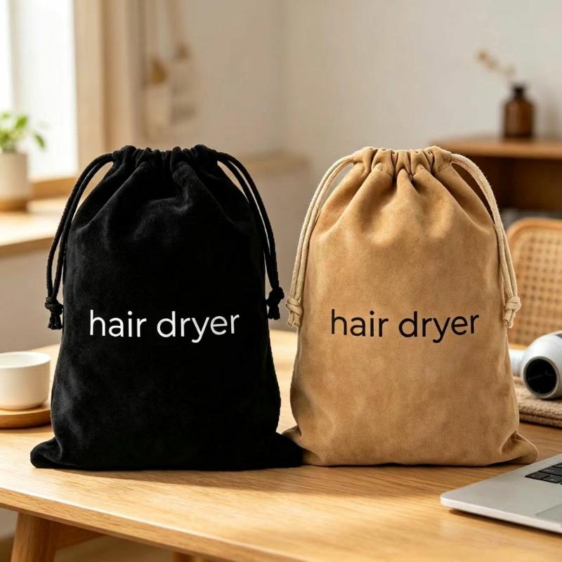 Suede Nap Hair Dryer Storage Bag With Drawstring Hair Diffuser Bag Perfect For Travel Home Hotel Daily Use