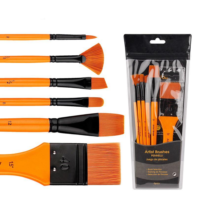 10-Piece Nylon Oil & Acrylic Paint Brush Set for Students
