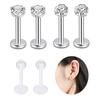14Pcs Unisex Stainless Steel Anti-Allergic Lip Nose Nail Ear Stud Piercing Kit