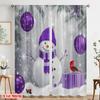 2 Stück, 2D-Flachdruck Lichtfilternde Vorhänge Niedlicher Schneemann Lila Ornamente_a (2) Vielseitiges, strapazierfähiges Polyester (ohne Stange)