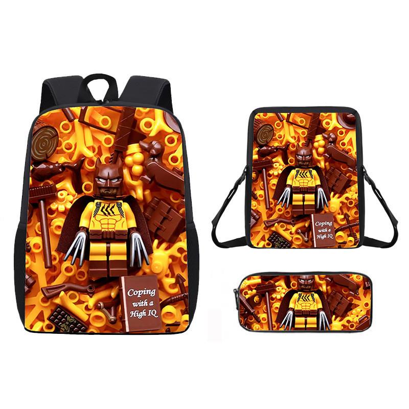 Pattern Roblox Cartoon Backpack Shoulder Bag Pencil Case Three Piece Set