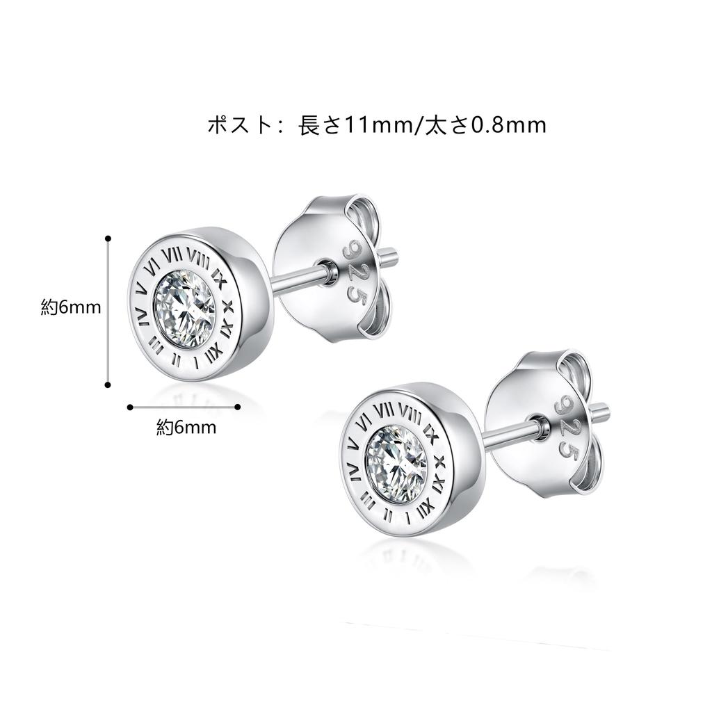 Immobird Earrings for Men and 5A Silver Roman Single for School Entrance and Everyday Use Women, Popular, Zirconia, Hypoallergenic, Earrings, Simple,