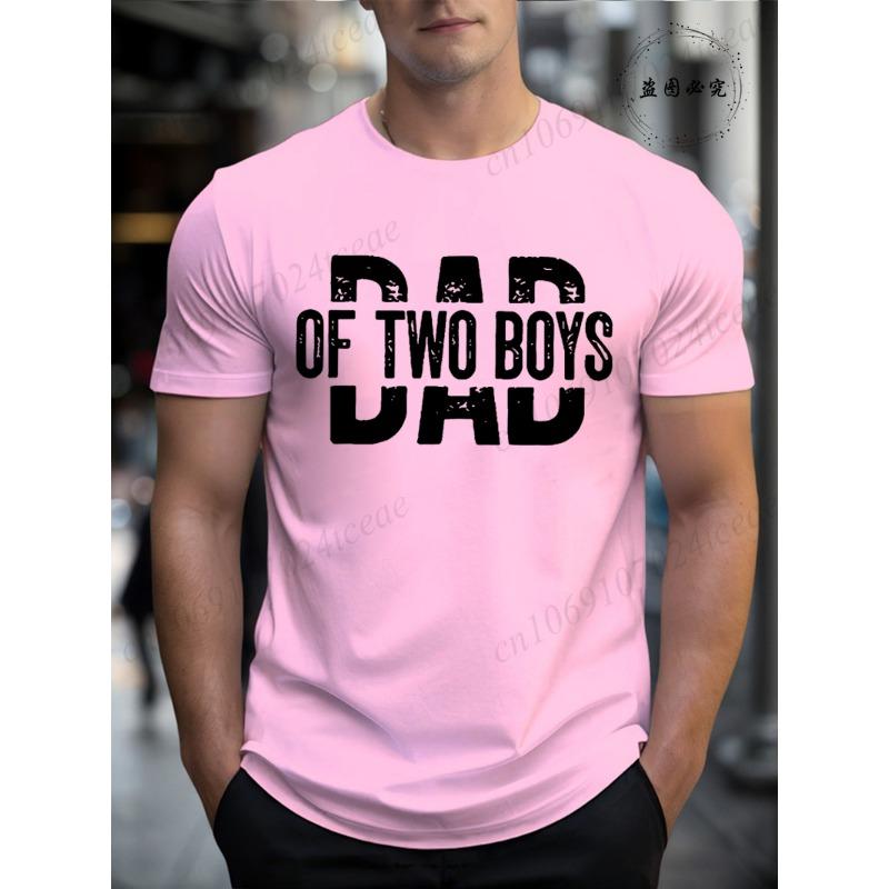 Funny Dad of Two Boys Printed T-Shirt for Men Short Sleeve Men's Clothing Graphic T Shirt Summer Fashion Mens Clothing Papa Gift