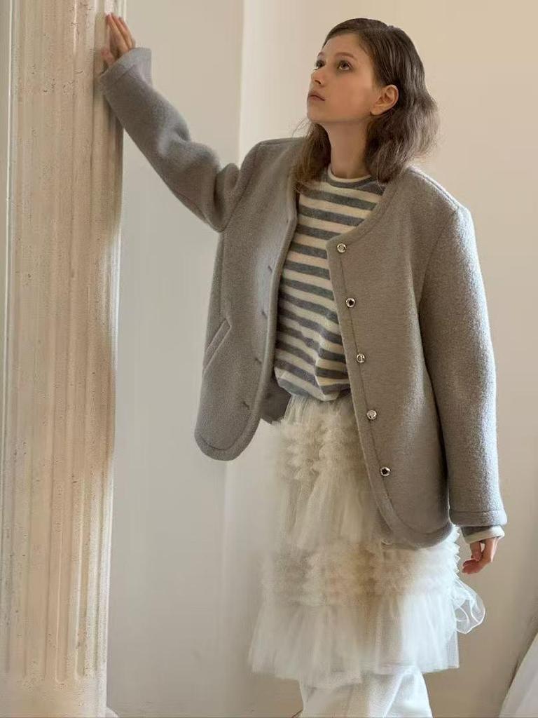 Korean MORE THAN YESTERD*Y Winter 25 Mesh Cake Lace Skirt