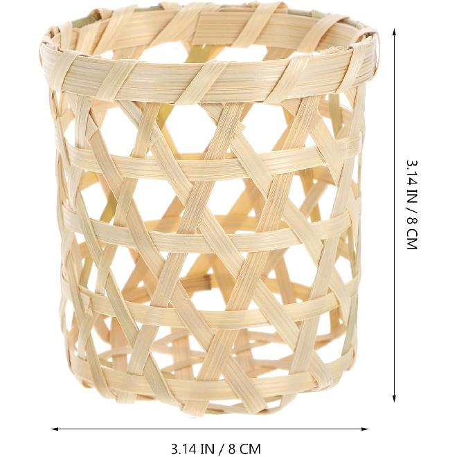 

Luxshiny 4 Pcs Wicker Woven Tea Light Candle Holder Decorative Woven Votive Candle Holder Rustic Rattan Glass Votive Candle Holders Hurricane for