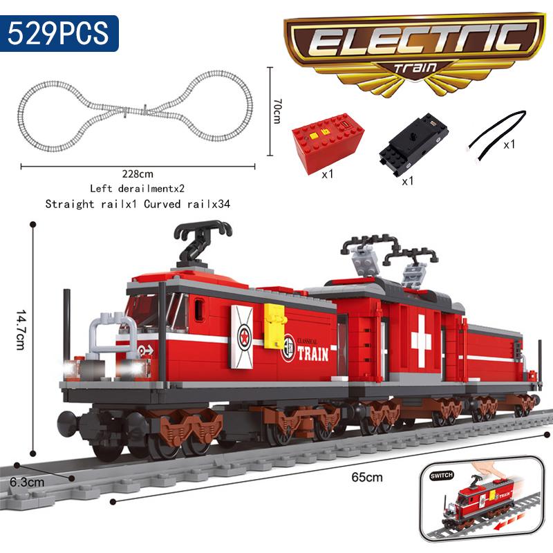 City Trains Flexible Tracks Forked Straight Curved Rails Switch Building Blocks Creative Toys for Kids Gifts