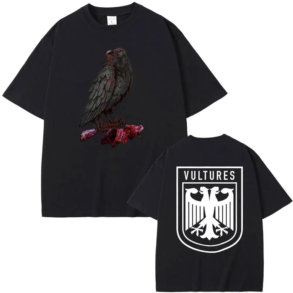 Raper Kanye West Nowy Album Muzyczny Vultures Graficzne Koszulki Męskie Damskie Hip Hop Moda Uliczna Luźne Koszulki Bawełniane Topy