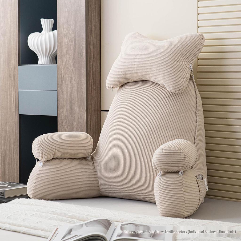 Corduroy Headboard Cushion: Soft Upholstered Lumbar Support & Neck Protection Pillow for Reading in Bed or Dorm