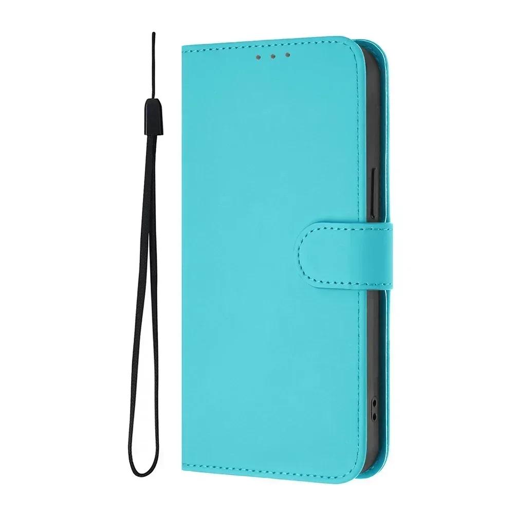 Solid Color Wallet Case for OPPO Find X7 Ultra X6 Pro X5 Lite A17 A18 A36 A38 A58 A78 A79 A96 A98 Card Holder Strap Phone Cover