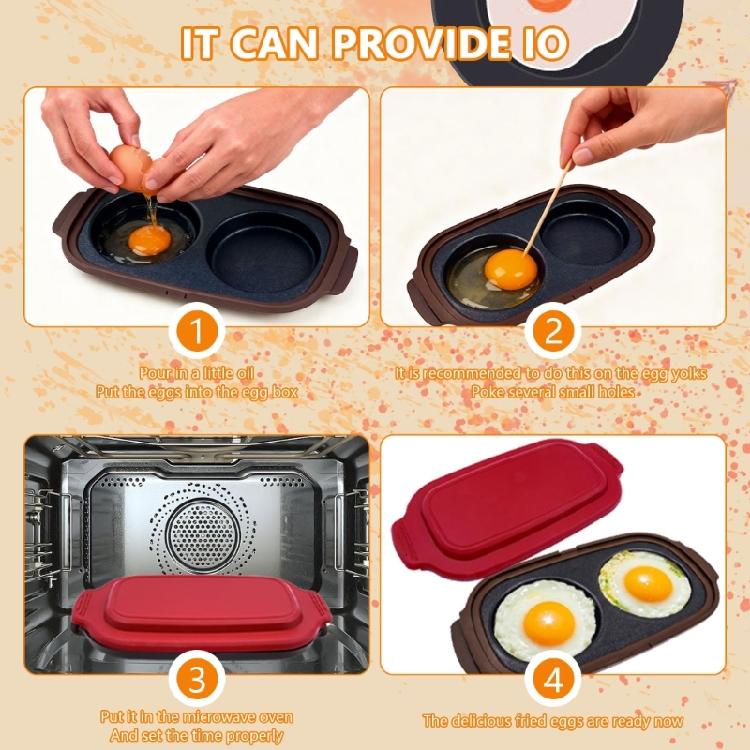 Microwave Cooker for Eggs Steak Bacons Simultaneous Cooking Heat Resistant Silicone Metal Breakfast Solution