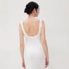 Abito da donna midi elegante, senza maniche, con scollo a barca, vestibilità aderente, vita arricciata, spacco, bodycon