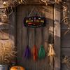 Compact Storage Holiday Wall Signs Halloween Broom Parking Sign with 3 Witch Brooms, Hocus Pocus Themed Wooden Sign, Lightweight Seasonal