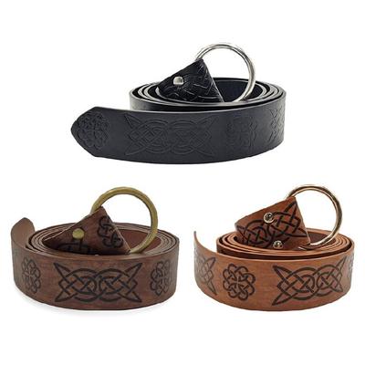 Medieval Embossed Viking Vegvisir PU Leather O Ring Belt Retro Renaissance