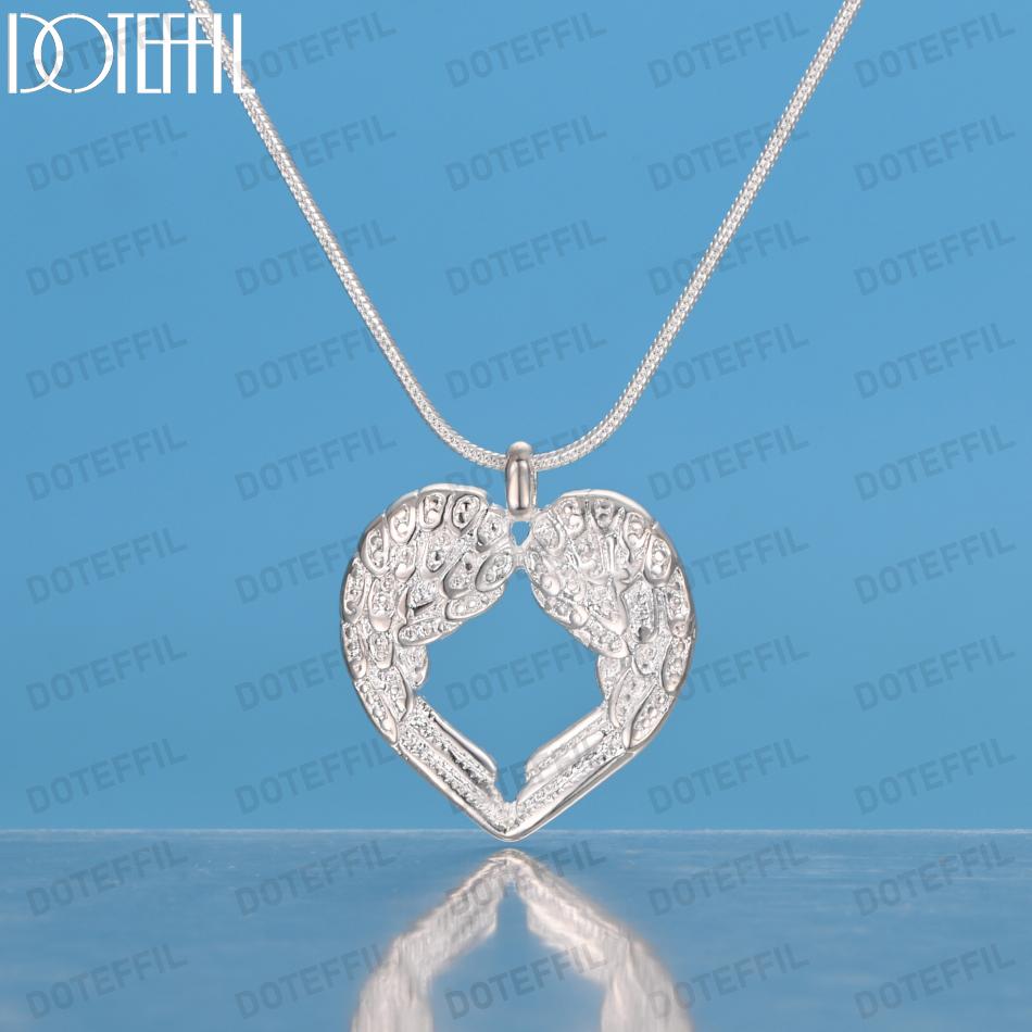 925 Sterling Silver Heart-shaped Love Pendant Necklace Fashionable Wedding Jewelry