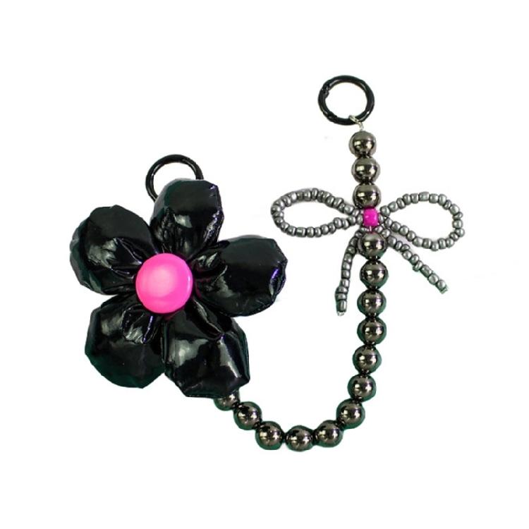 

Flower Beaded Bag Chain Strap Keychain Cute Purse Chain Shoulder Bag Chain 1 чёрный