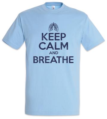 Keep Calm And Breathe Herren T-Shirt Meditation Yoga Pilates Einatmen Ausatmen OM