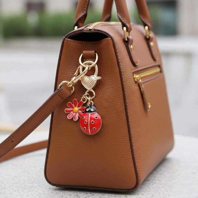 Portable Functional Charm Featuring Artistic Ladybird and Daisy Design for Various Decorative Uses On Essential Item