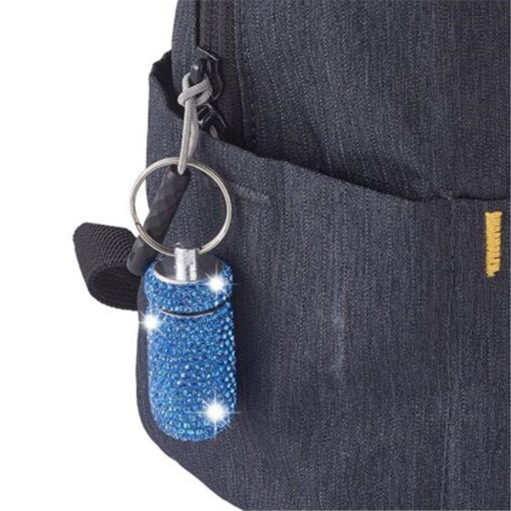 Box Rhinestones Tubes Shape Waterproof Bling Pill Bottle Key Ring Pill Organizer Travel Pill Case