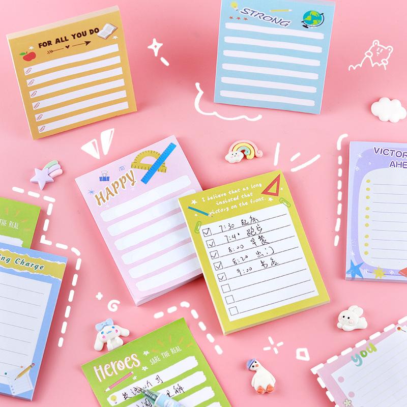 Office School Supplies Creative List Sticky Notes Cute Girly Heart Memo Pads Cartoons Tearable and Pastable Kawai Stationery