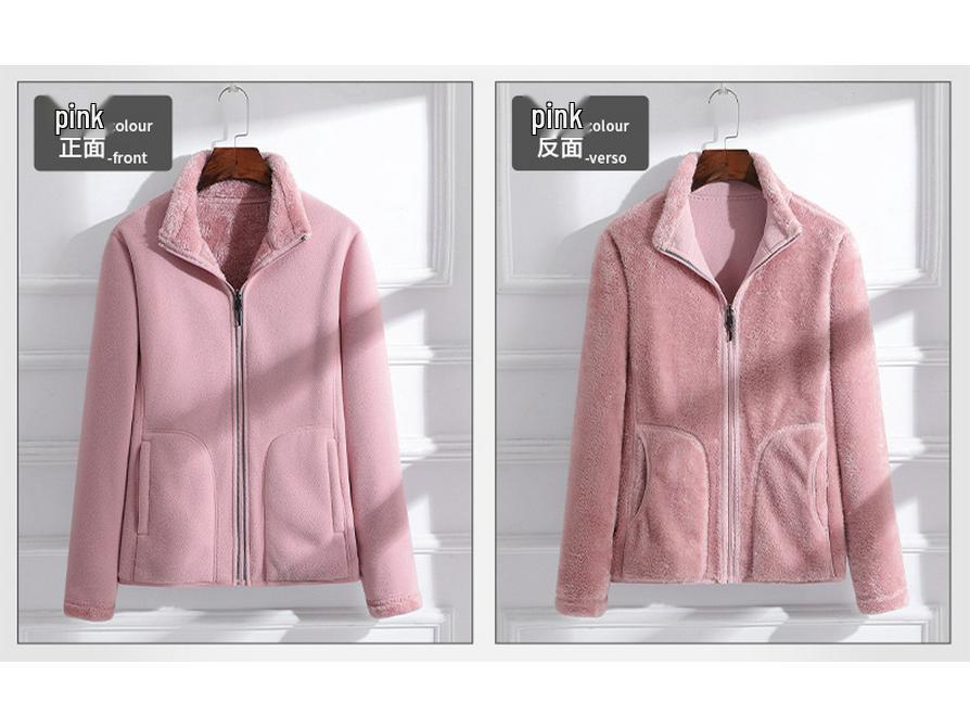 Unisex Reversible Fleece Jacket: Thickened Velvet Windsheeter with Polar Fleece Inner, Perfect for Autumn and Winter