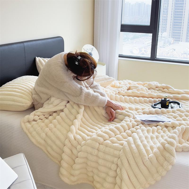 Rabbit Fur Blanket Multi-purpose Nap Blanket Summer Air-Conditioning Quilt Autumn & Winter Small Blanket Sofa Throw Car Blanket