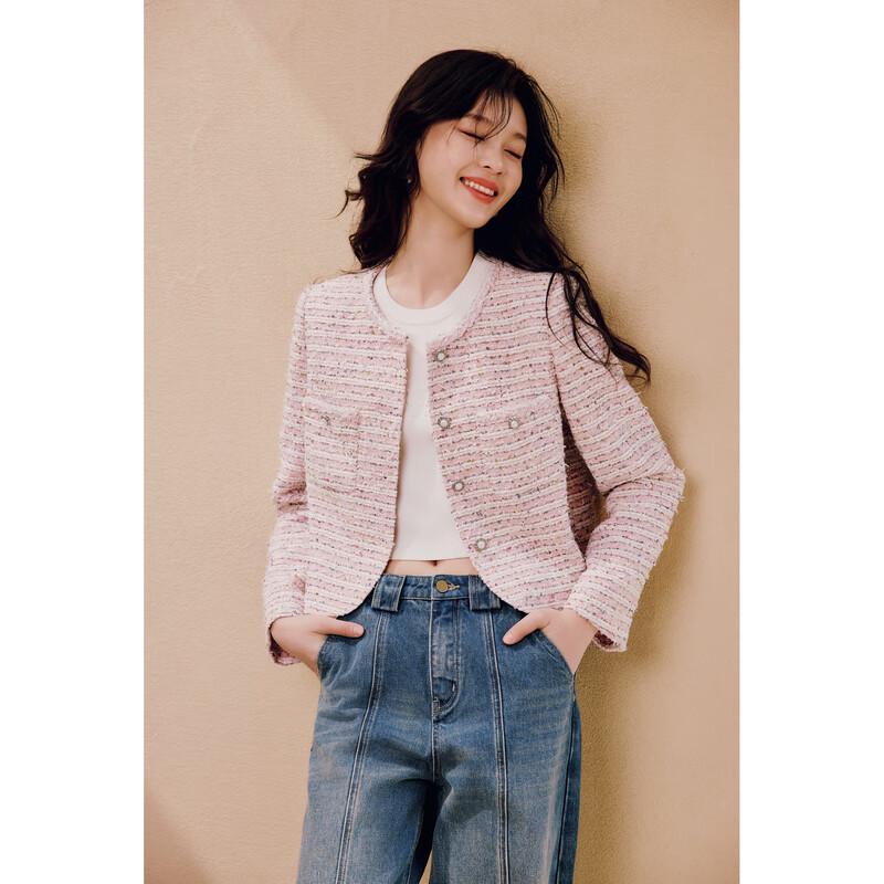 

Классический твидовый жакет на жемчужных пуговицах Qiushui Yiren M