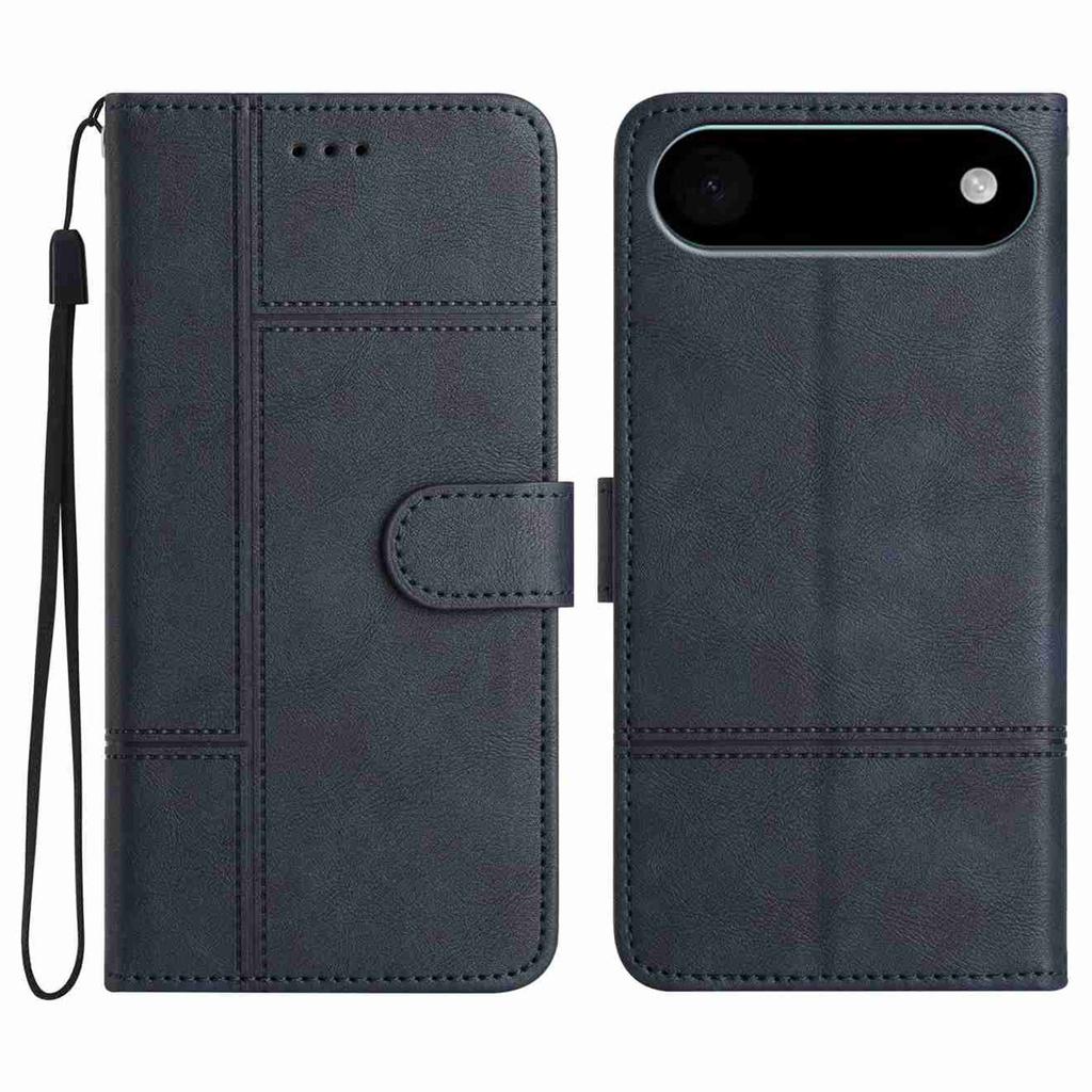 For iPhone 17 Air Wallet Case Line Imprinted Cowhide Texture PU Leather Phone Cover