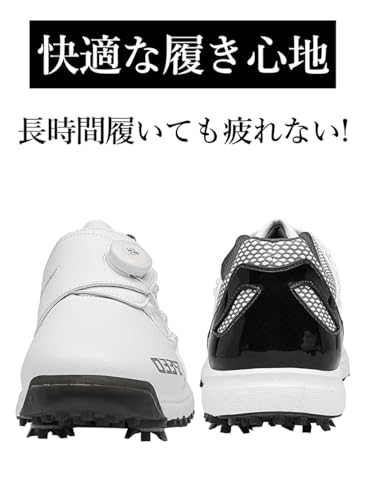 [mxcgzl] Golf Shoes with Spikes, Dial-Style, Thick Sole, Lightweight, Laceless, Comfortable, Soft, Stylish, Non-Slip, Wide Fit, Plus Sizes, Profession