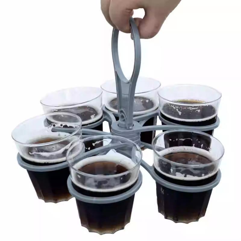 1/2Pcs Creative Tote Rack Carrier Portable Collapsible Rotatable 6-Cup Plastic Cup Holder For Party Wine Coffee Tea Drinks Cups