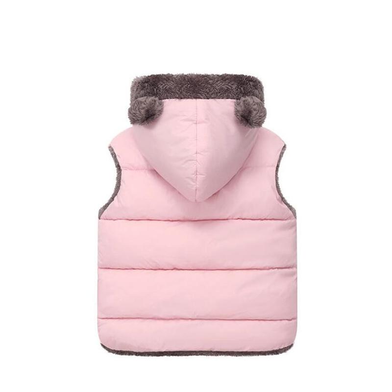 Boys Girls Down Vest Winter Children Warm Waistcoat Kids Outerwear Clothing Baby Hooded Coats Plush Vests