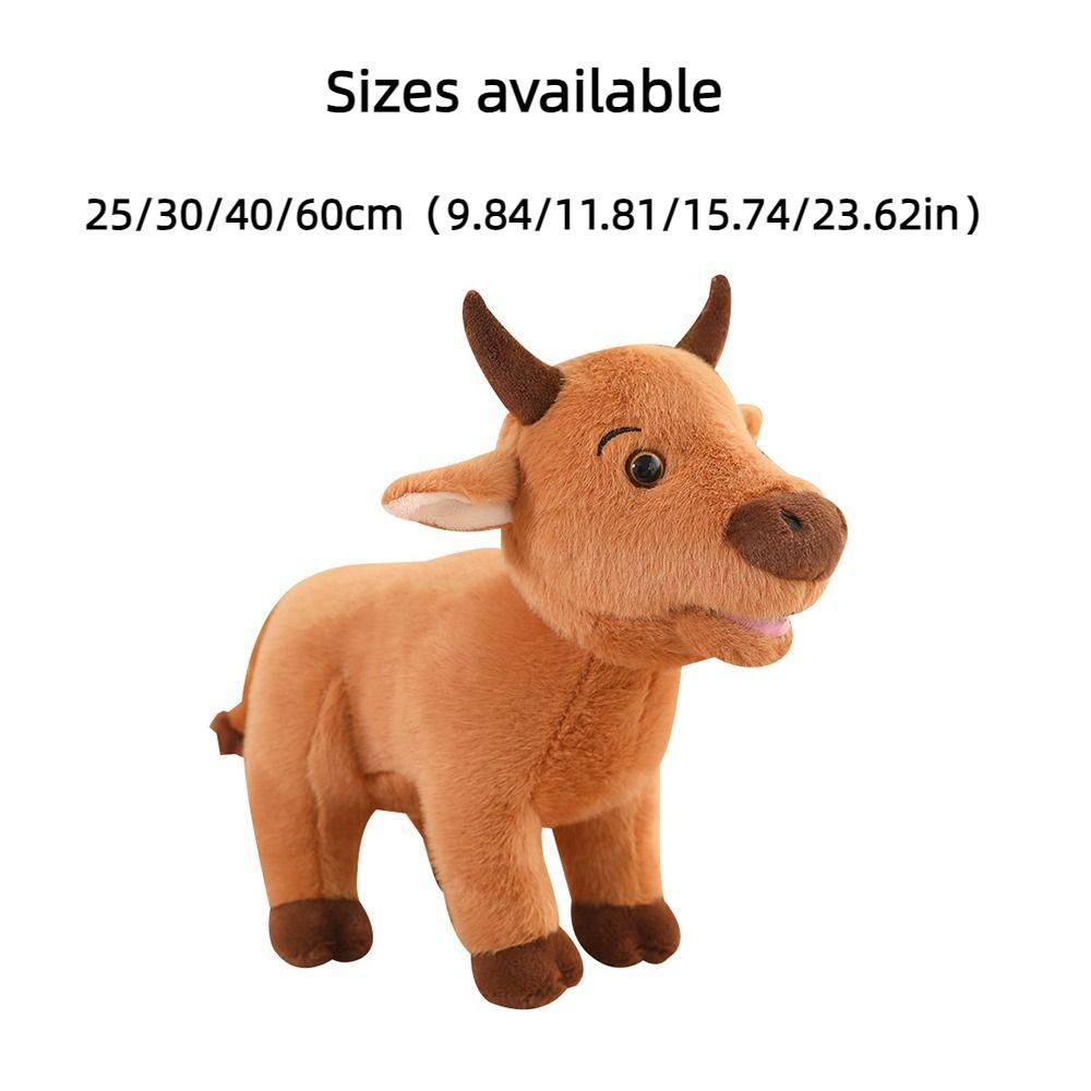 Cute 25- CM Plush Cow Companion Doll Simulation Cartoon Buffalo Plush Toy Super Soft Solid Color Stuffed Cattle Pillow Desk