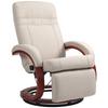 135 degrees Manual Reclining Swivel Chair, with Footrest - Beige