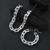 2PCS Thick Paperclip Chain Necklace Bracelet Set For Women Men Geometric Silver Color CCB Unisex Jewelry Set Hip Hop Accessories