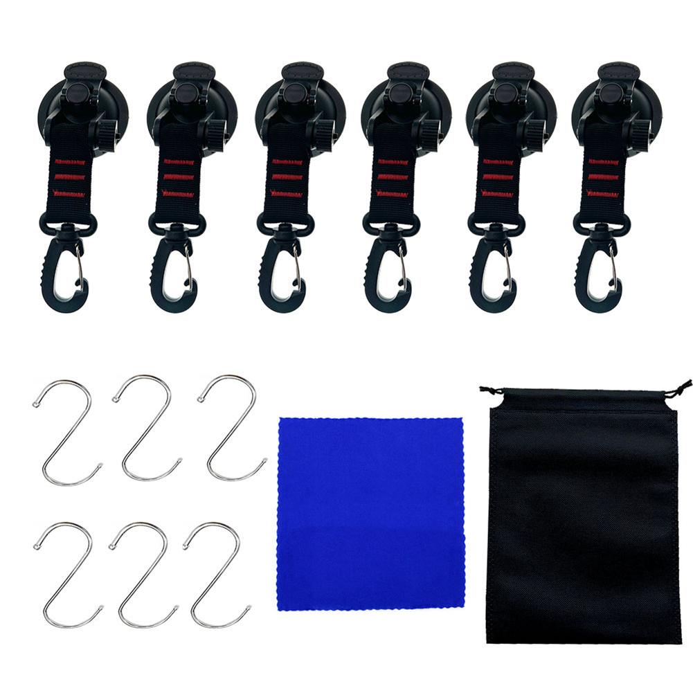 4/6Pcs Suction Cup Hooks with 360° Rotating Buckle Awning Suction Cups Tie Down Suction Cup for Camping Tarp Accessory