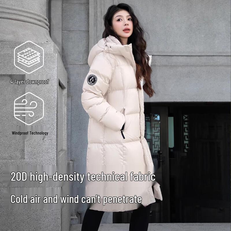 Camel Penguin Unisex Long Hooded Puffer Down Jacket