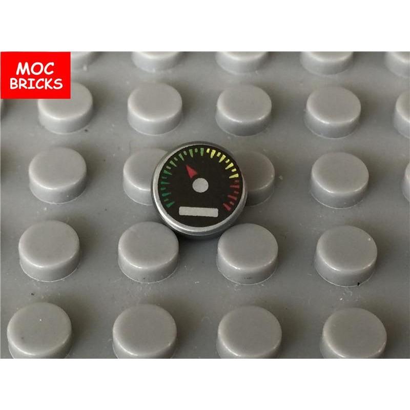 10pcs/lot MOC Bricks Tile Round 1 X 1 with Gauge with Red Pointer Pattern Fit with 98138pb010 Building Blocks DIY Toys Gift