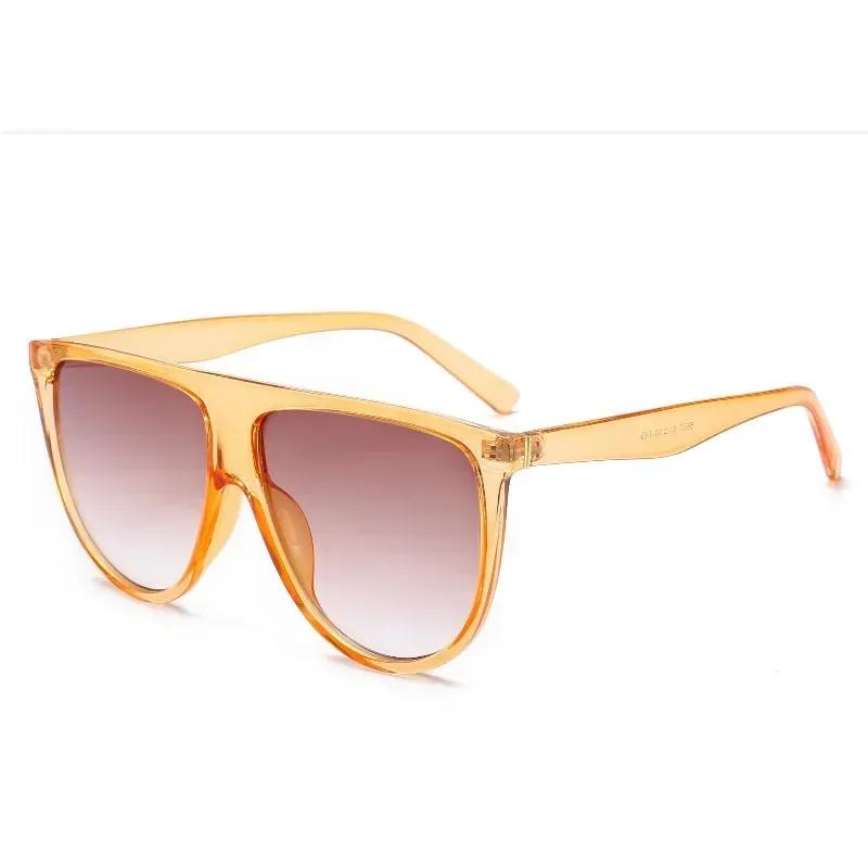 Retro Oversized Sunglasses Women Brand Lunette Soleil Femme Big Frame Flat Top Designer Sun Glasses Vintage Shades Eyewear