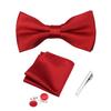Elegante Set Regalo Uomo Papillon 4 Pezzi Papillon Monocolore Fazzoletto da Tasca Gemelli Fermacravatta Accessori per Abito Business Matrimonio Formale
