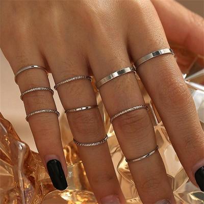 Einfaches grenzüberschreitendes Zehn-Stück Ring-Set: Dünne Persönlichkeits-Zeigefingerringe für Frauen