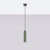 Modern Olive Green Fluted Tube Pendant Lamp for Bedroom, Kitchen, Island, 1xGU10 10W KARBON Sollux Lighting